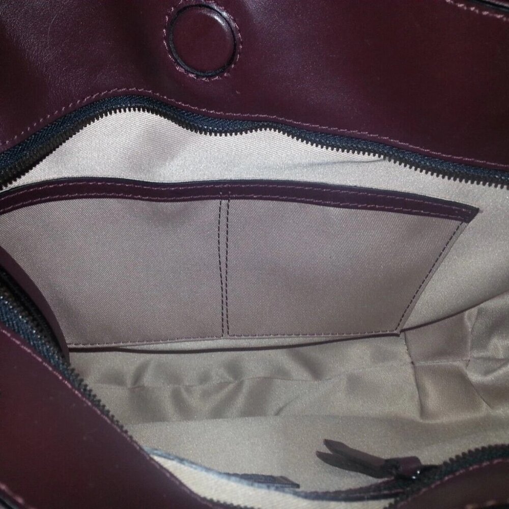 GIANNI CHIARINI-Maroon/Burgundy Leather w/Guitar Style Woven Crossbody Strap-NWT - Picture 7 of 7